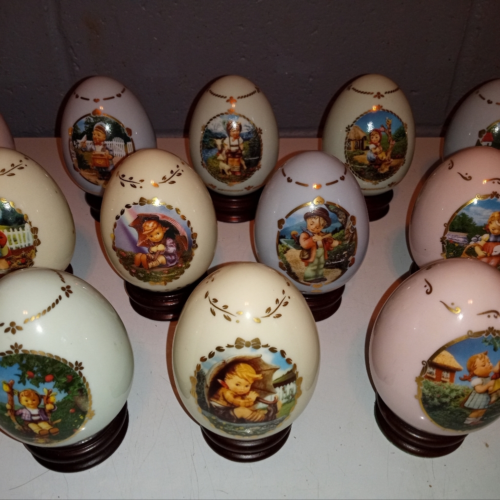 MJ Hummel porcelain eggs from Danbury Mint